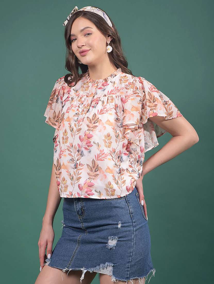 women floral printed round neck regular top - 21916086 - Standard Image - 1