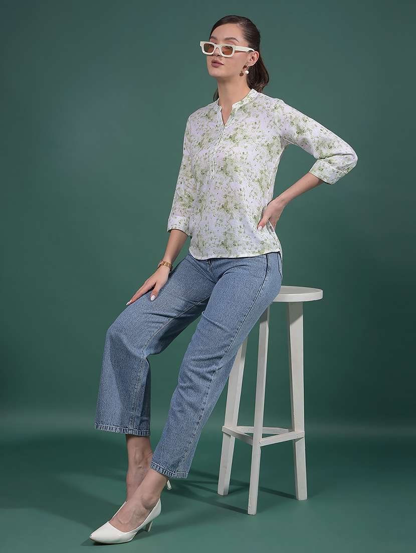 women printed mandarin neck regular top - 21916091 - Standard Image - 6