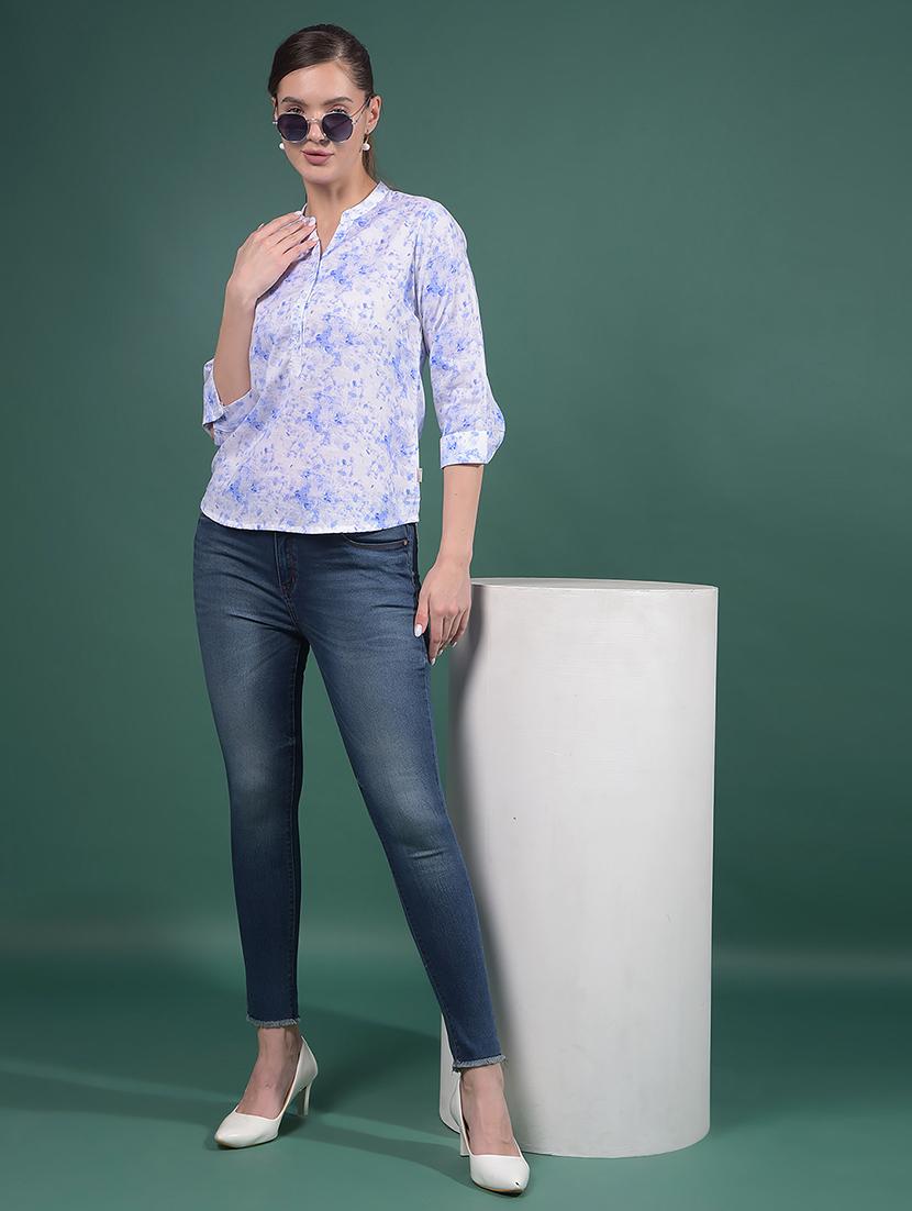 women printed mandarin neck regular top - 21916092 - Standard Image - 6