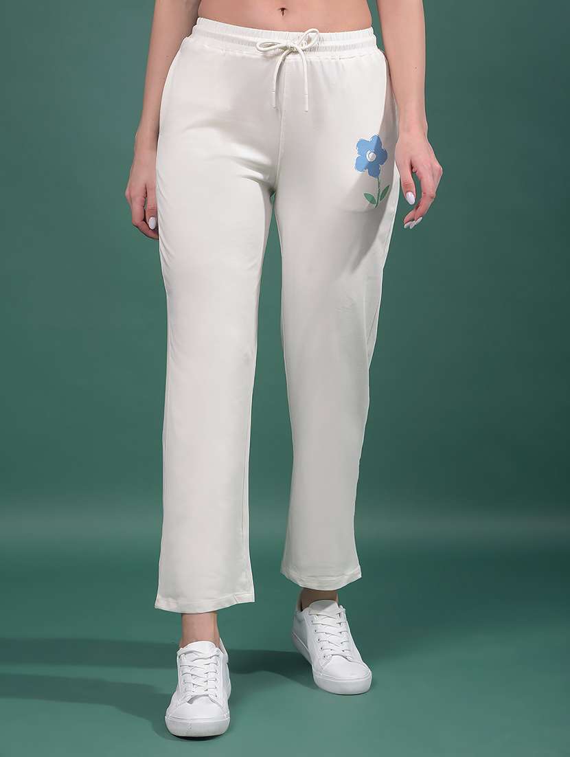 women solid mid rise track pant