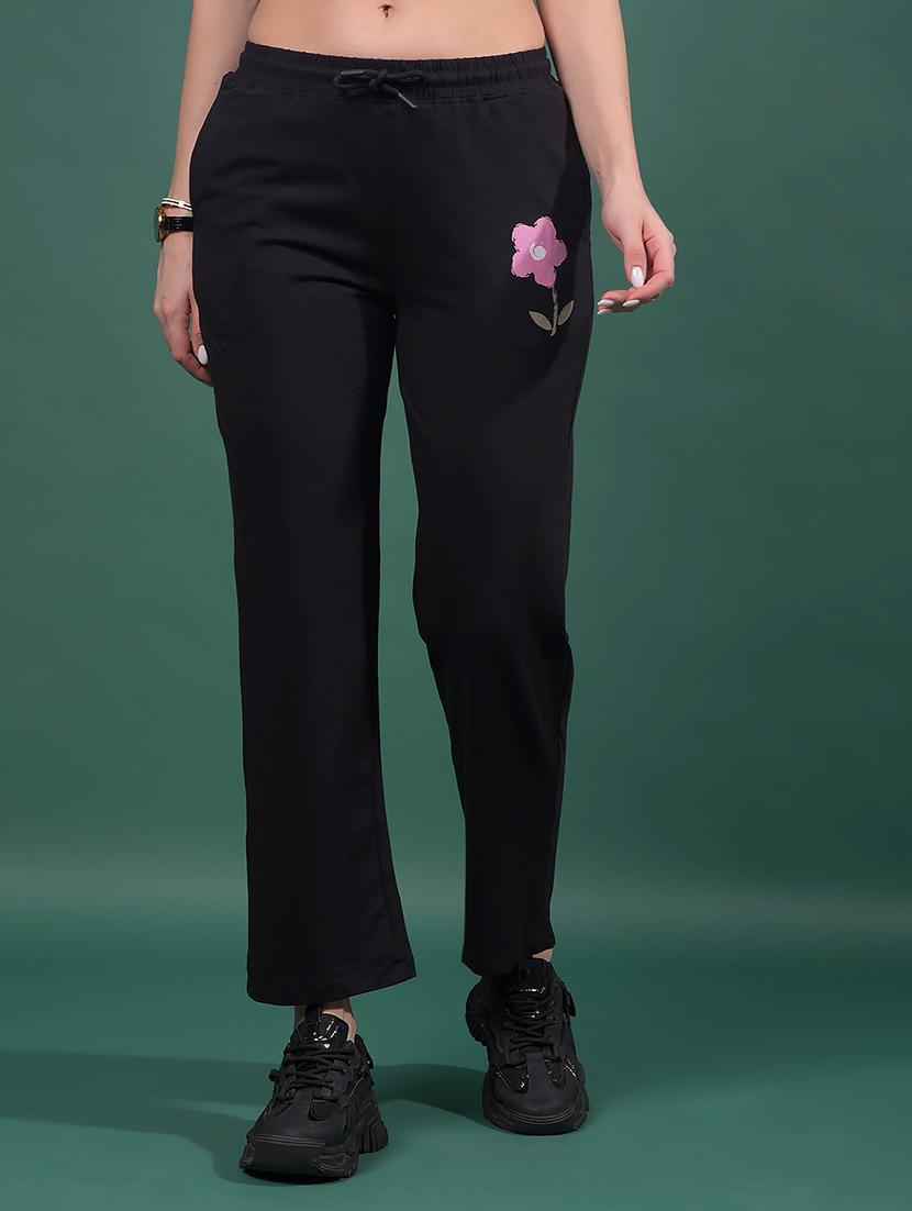 women solid mid rise track pant