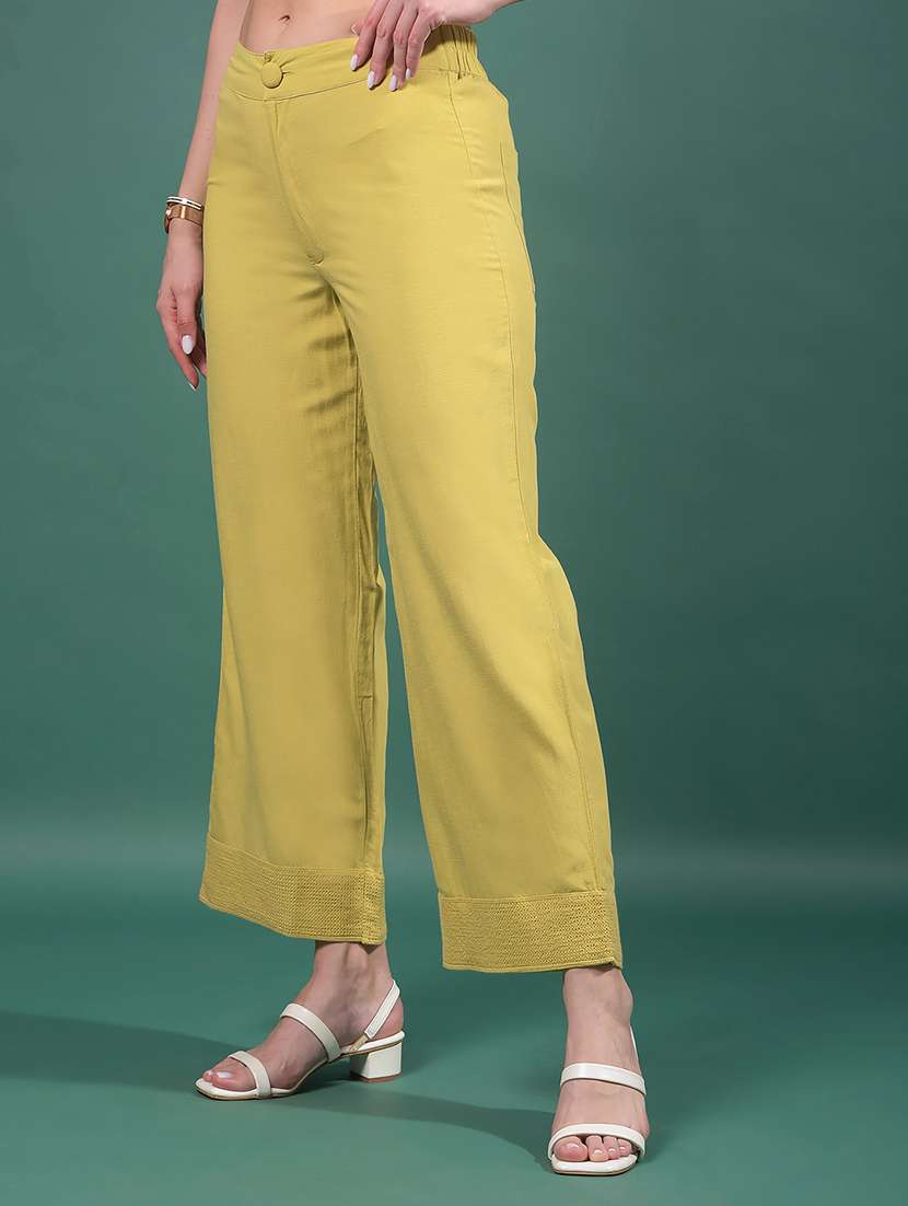 women solid mid rise wide leg trouser - 21916099 -  Standard Image - 1