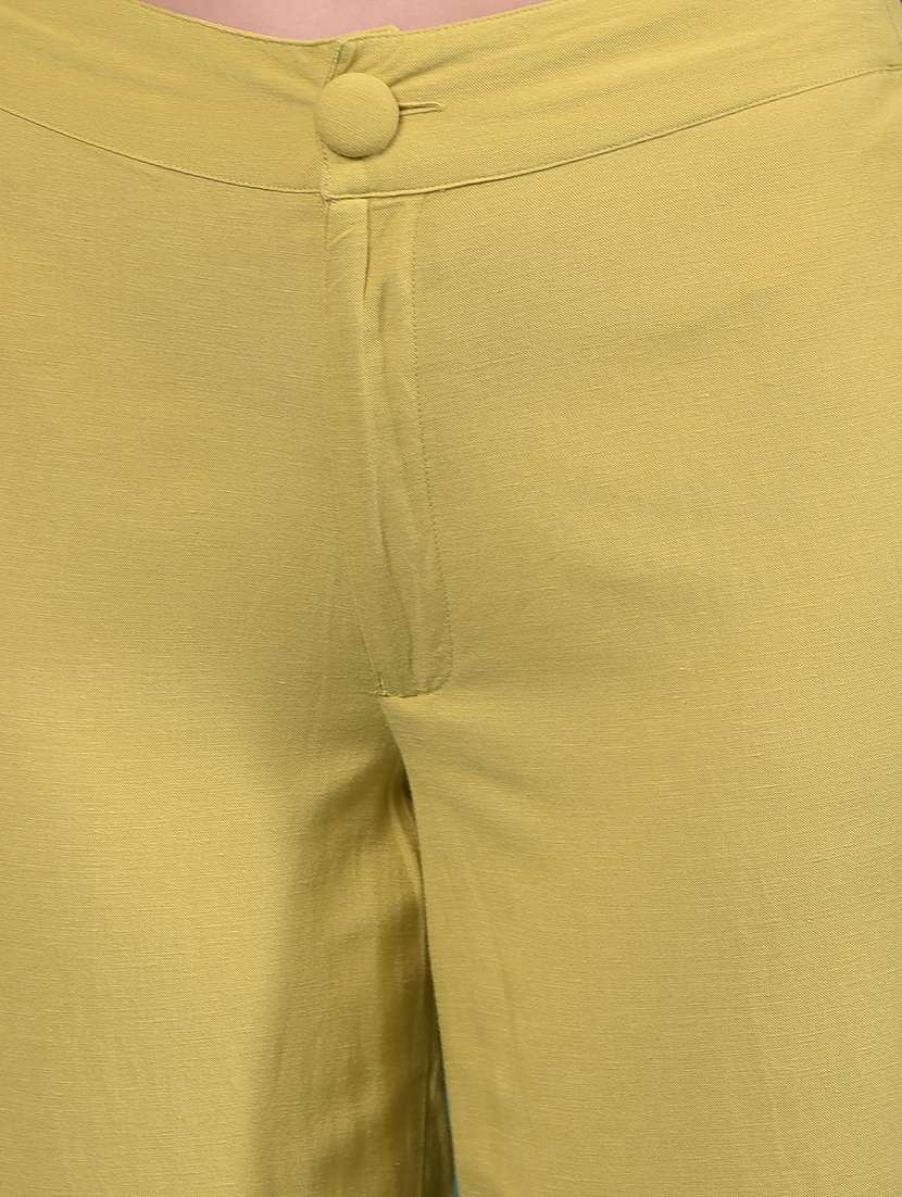 women solid mid rise wide leg trouser - 21916099 -  Standard Image - 4