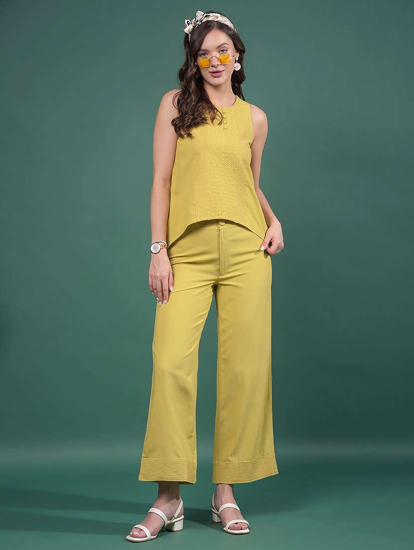 women solid mid rise wide leg trouser - 21916099 -  Standard Image - 6
