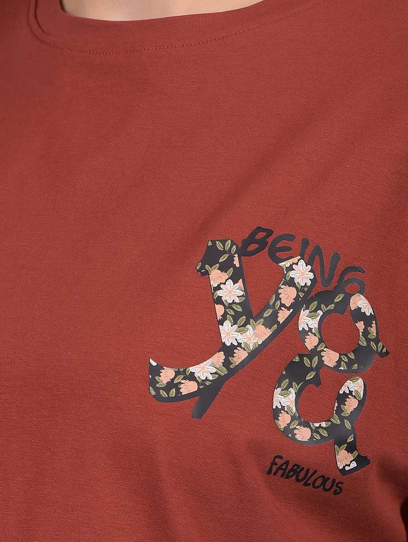 women printed drop sleeves regular fit crop t-shirt - 21916106 -  Standard Image - 4