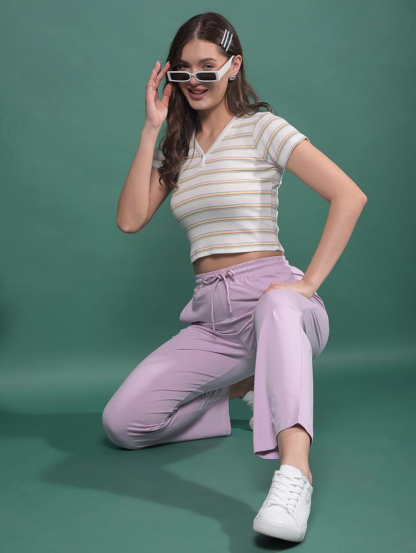 women striped short sleeves crop top - 21916112 - Standard Image - 6