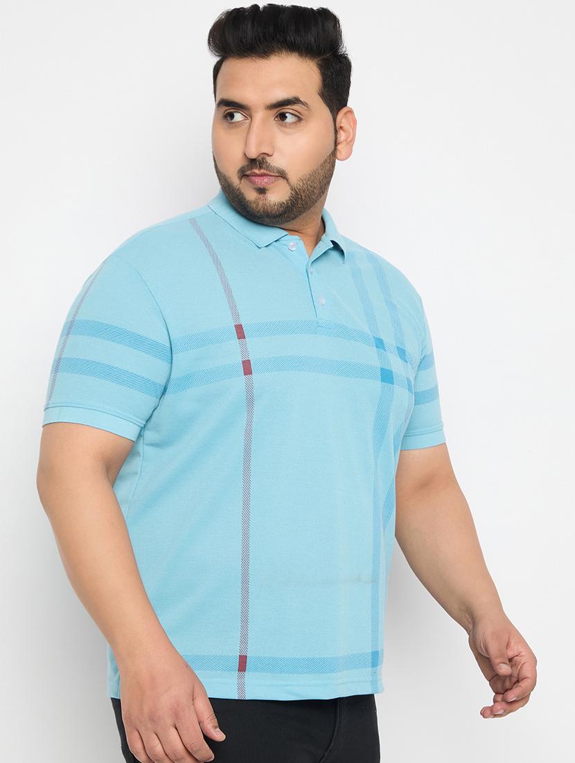 men plus size checkered short sleeve slim fit polo t-shirt - 21916151 -  Standard Image - 1