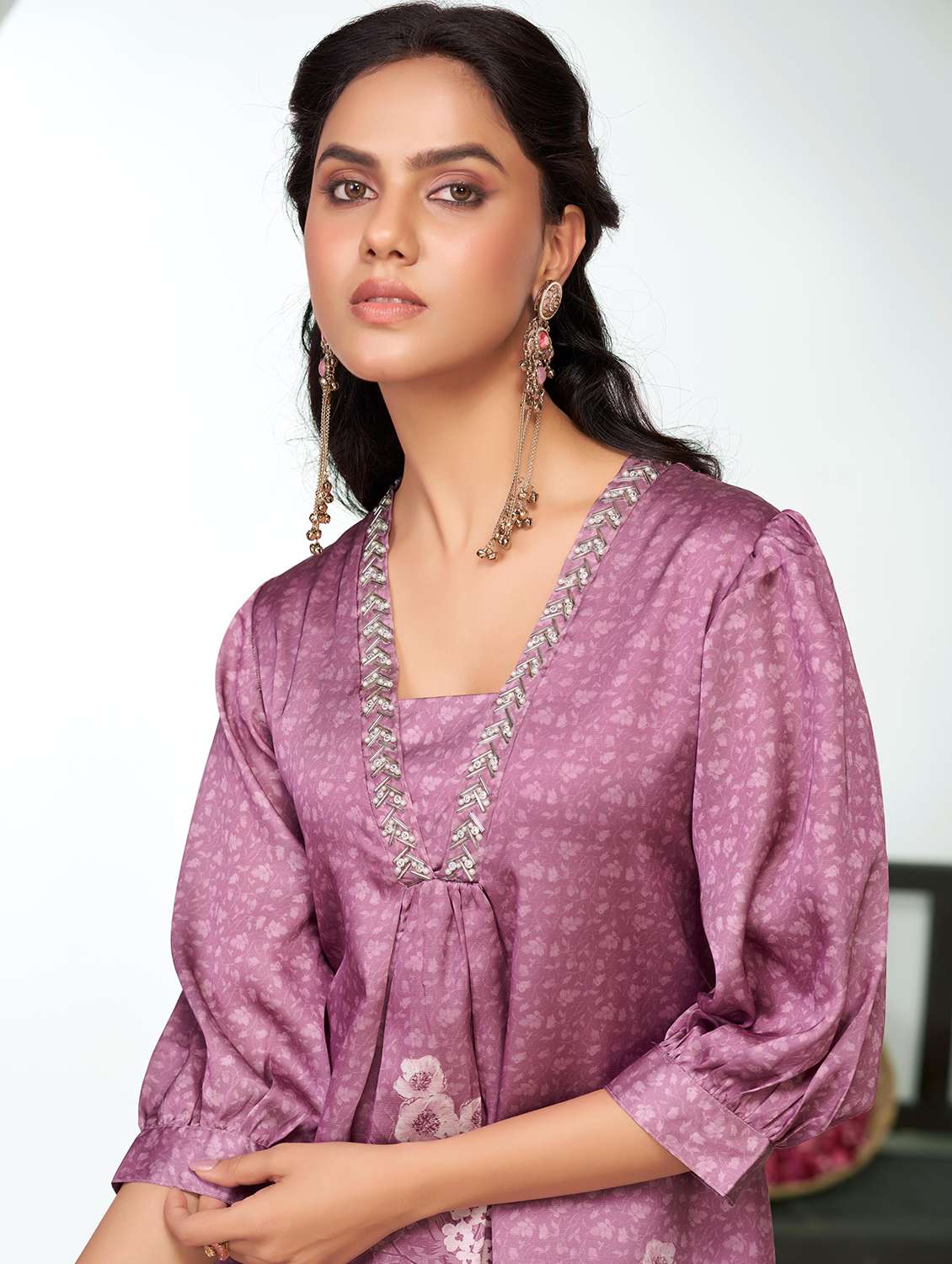 women three quarter sleeve kurta pant set - 21916162 -  Standard Image - 4