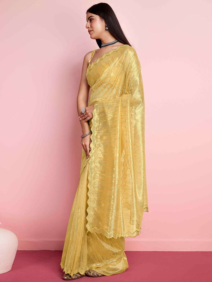 women solid with work embellished saree with blouse - 21916221 - Standard Image - 1