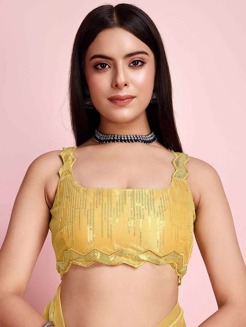 women solid with work embellished saree with blouse - 21916221 - Standard Image - 4