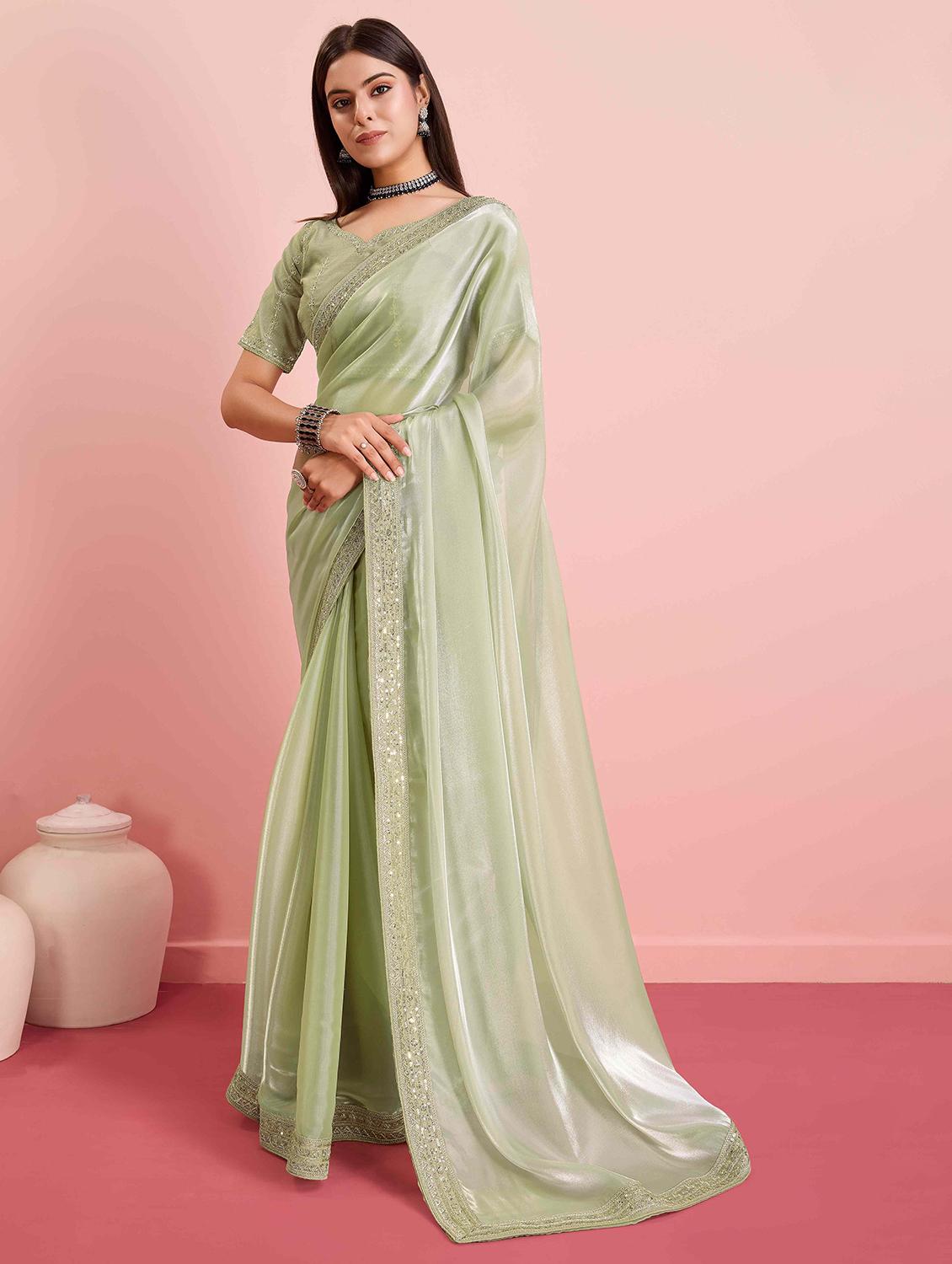 women solid with bordered saree with blouse - 21916246 - Standard Image - 1