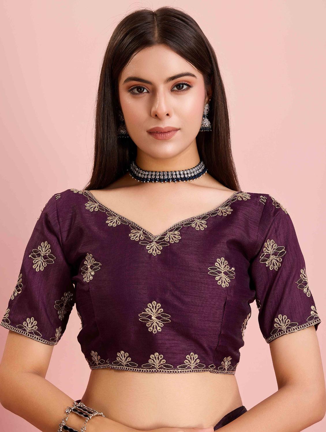 women solid with bordered saree with blouse - 21916248 - Standard Image - 4