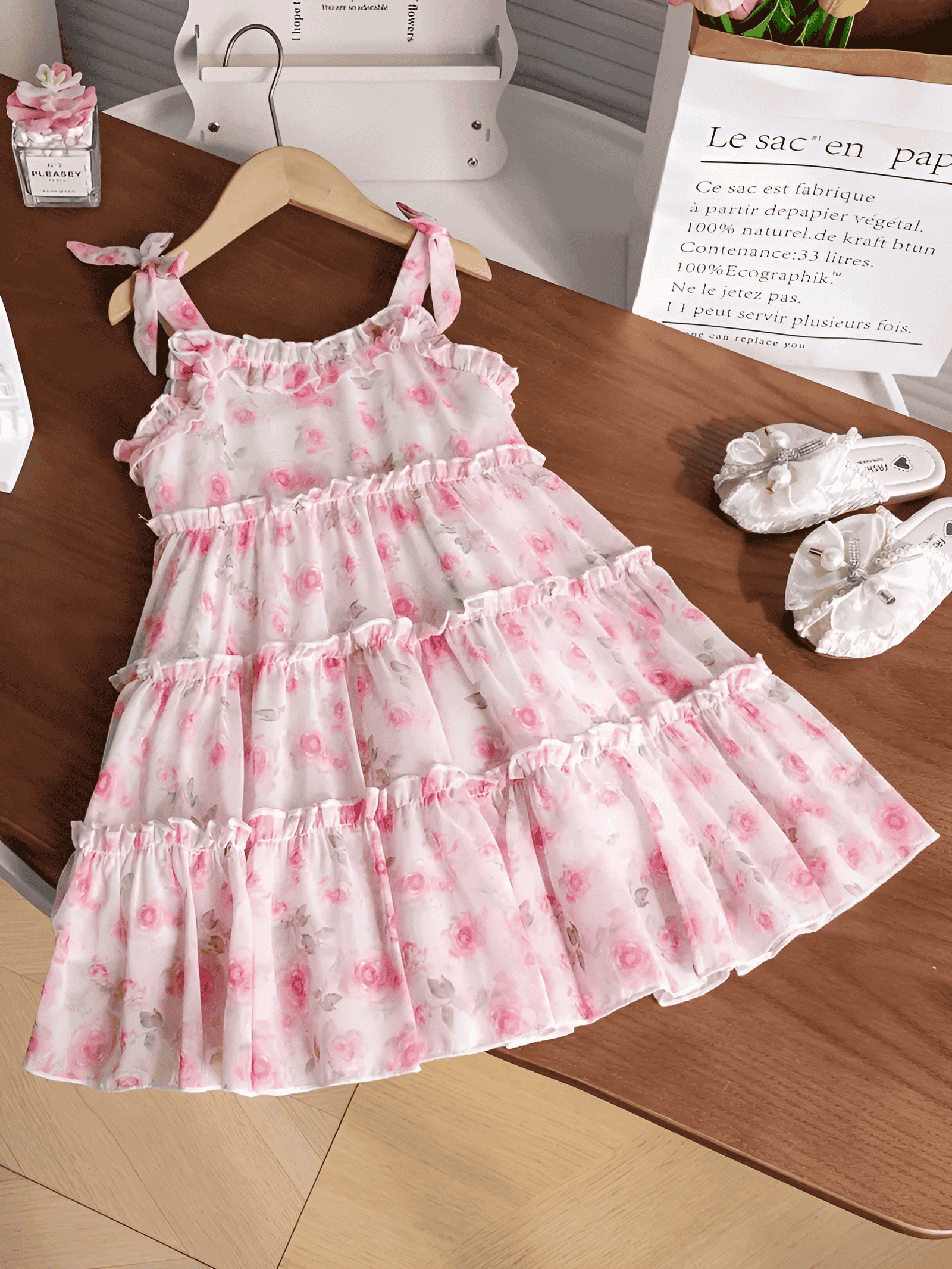 Girls Pink Floral Printed Sleeveless Frock - 21916296 -  Standard Image - 4
