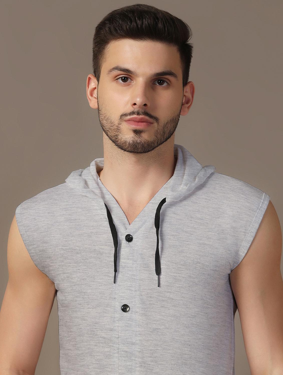 men solid sleeveless regular fit casual shirt - 21916329 - Standard Image - 4