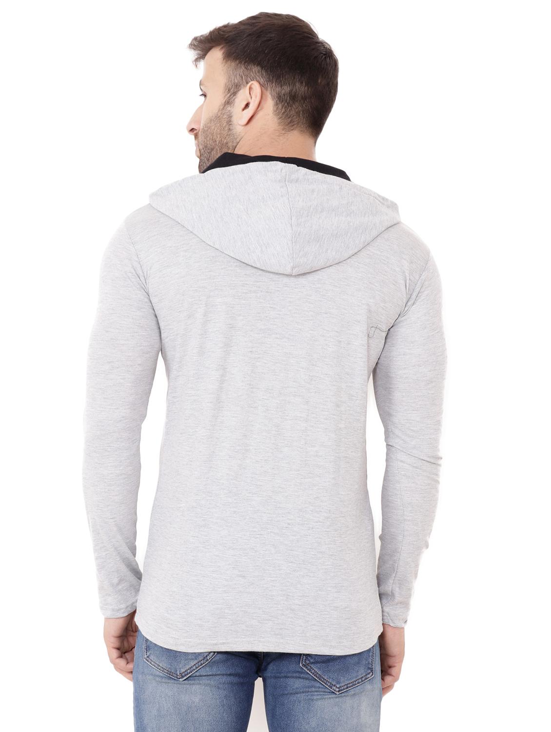 men solid hooded long sleeves casual shirt - 21916352 - Standard Image - 1