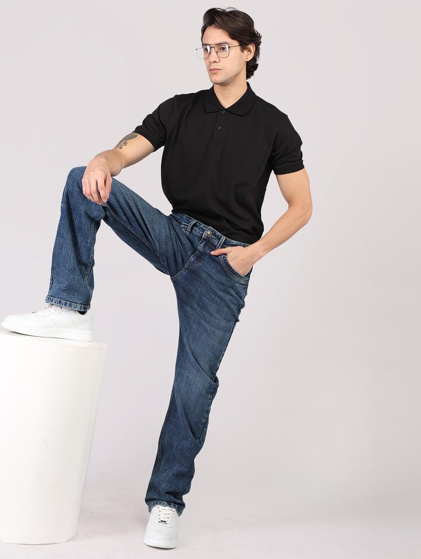 men washed mid irse straight fit jean - 21916391 - Standard Image - 4