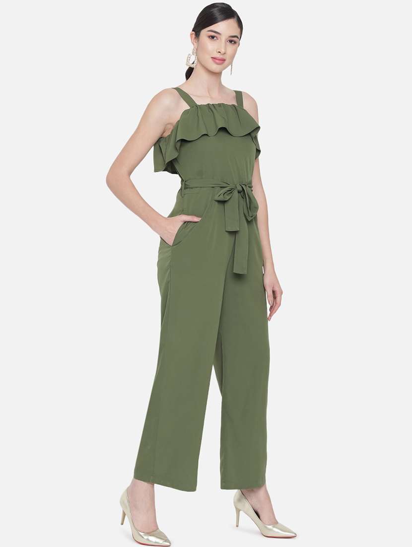 women solid shoulder strap full length jumpsuit - 21916429 -  Standard Image - 1