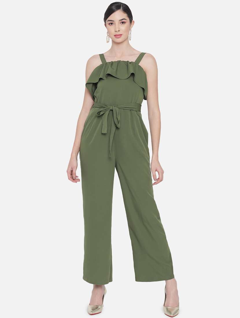 women solid shoulder strap full length jumpsuit - 21916429 - Standard Image - 4