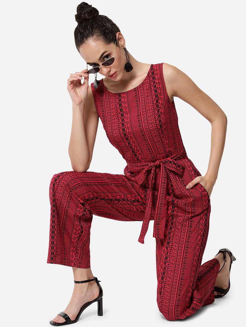 women printed sleeveless full length jumpsuit - 21916431 - Standard Image - 4