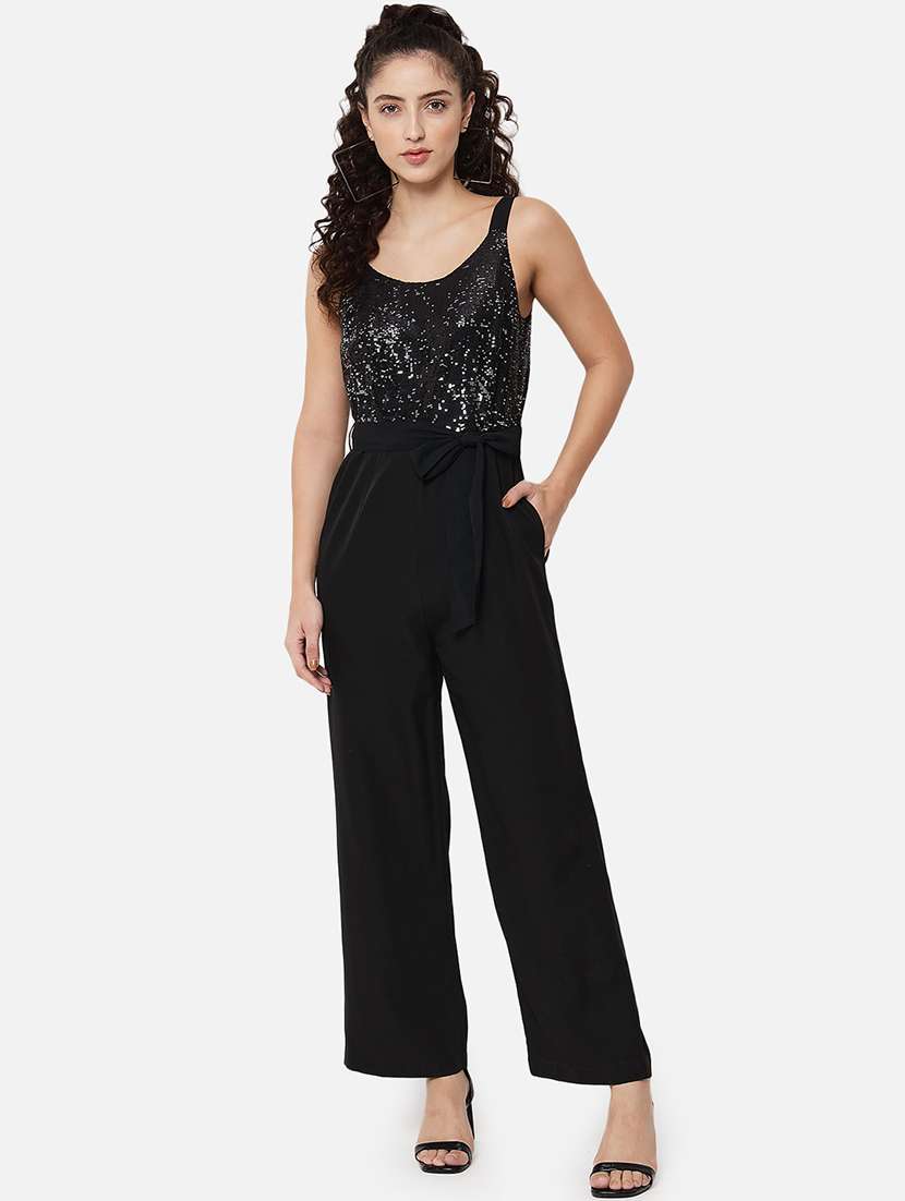 women sequined shoulder strap jumpsuit