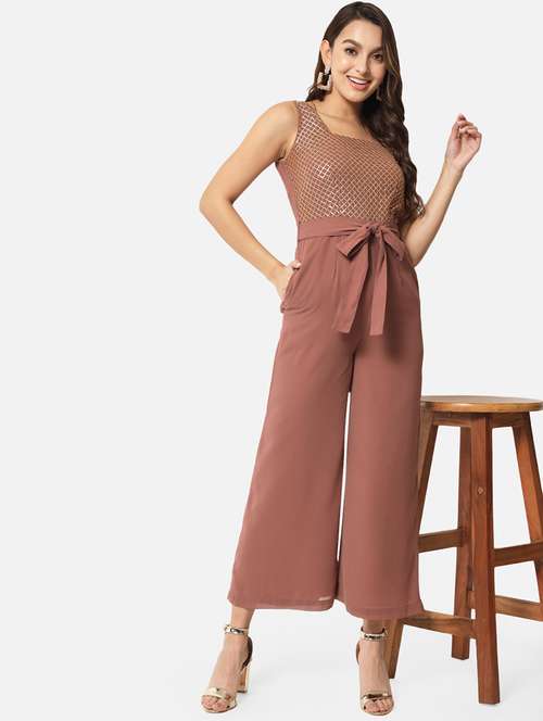 women embellished sleeveless full length jumpsuit