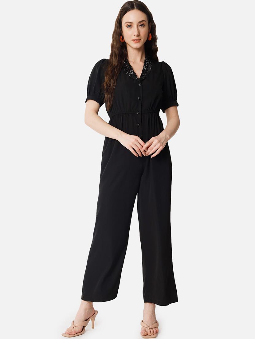 women embellished neck puff sleeves jumpsuit - 21916450 - Standard Image - 4