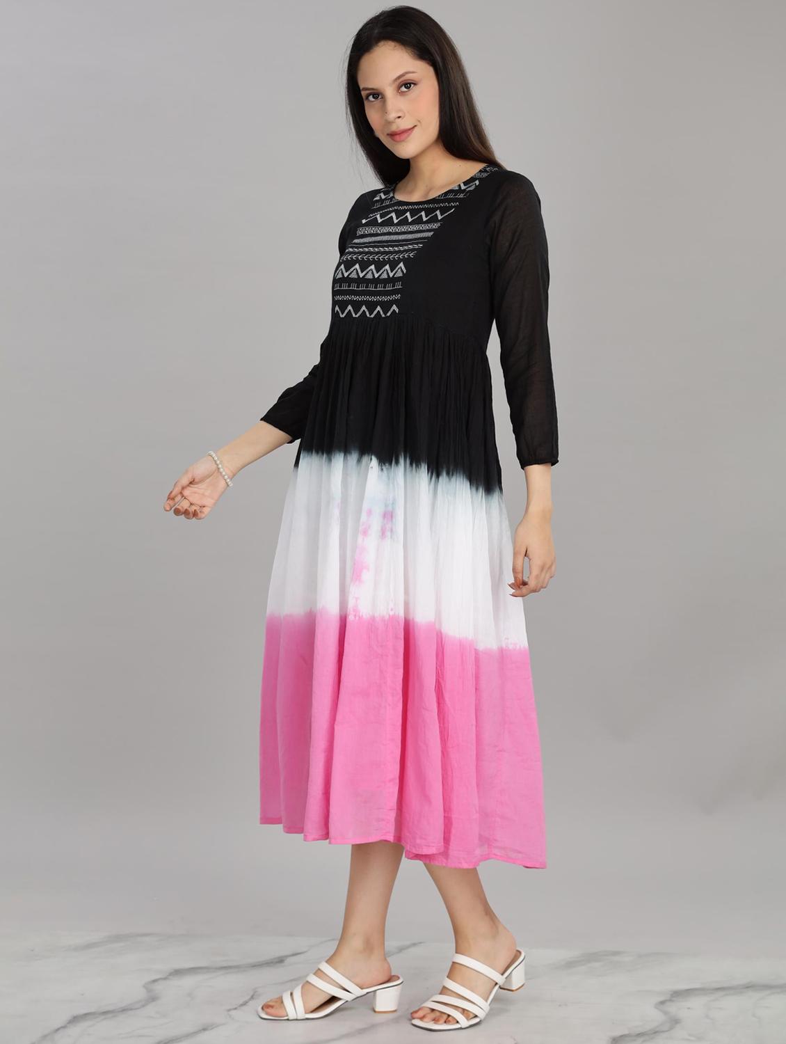 women embroidered round neck fit & flare ethnic dress - 21916484 - Standard Image - 1