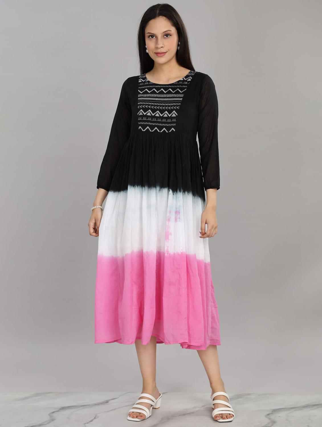 women embroidered round neck fit & flare ethnic dress - 21916484 - Standard Image - 4