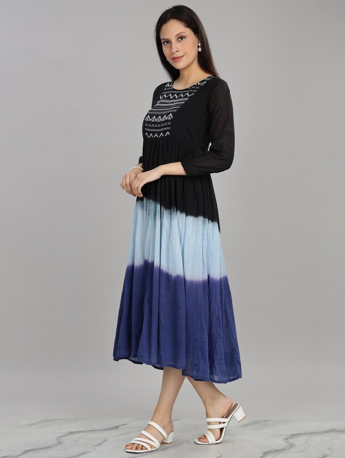 women embroidered round neck fit & flare ethnic dress - 21916486 - Standard Image - 1