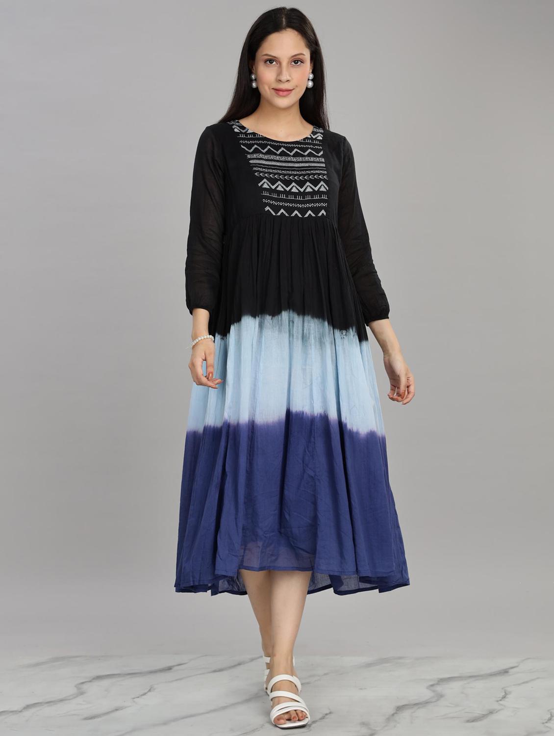 women embroidered round neck fit & flare ethnic dress - 21916486 - Standard Image - 4