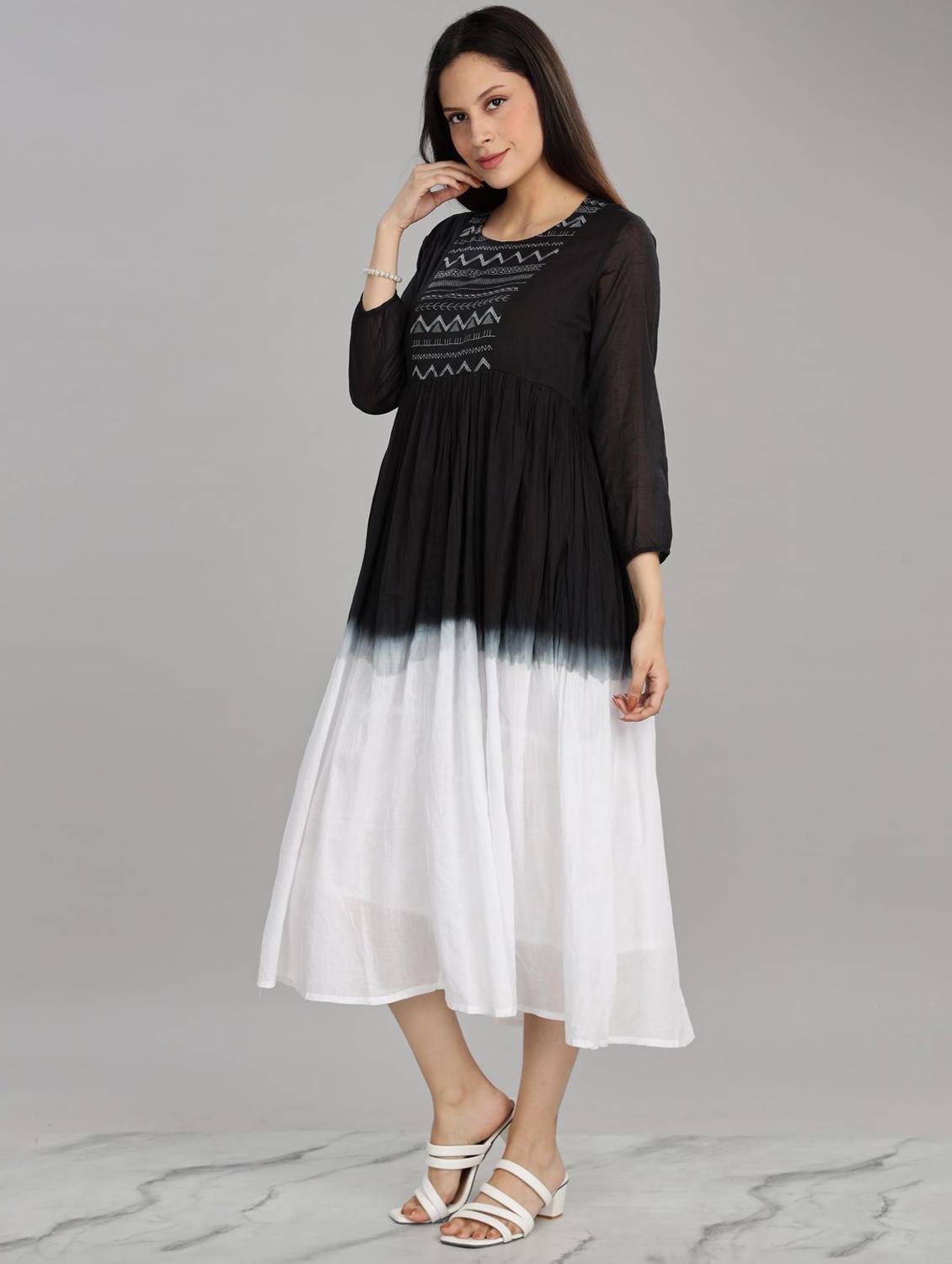 women embroidered round neck fit & flare ethnic dress - 21916487 - Standard Image - 1