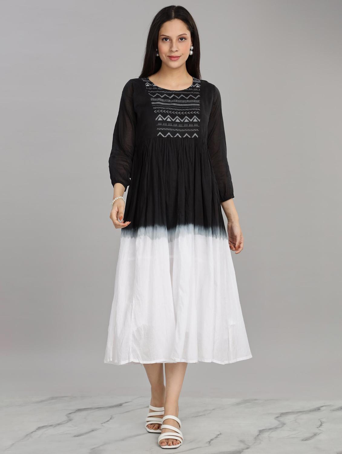 women embroidered round neck fit & flare ethnic dress - 21916487 - Standard Image - 4