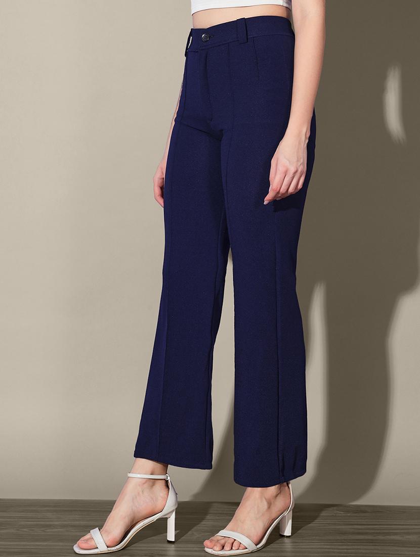 women solid high rise straight trouser - 21916510 - Standard Image - 1