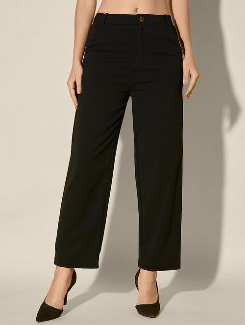 women solid high rise straight trouser - 21916515 - Standard Image - 0