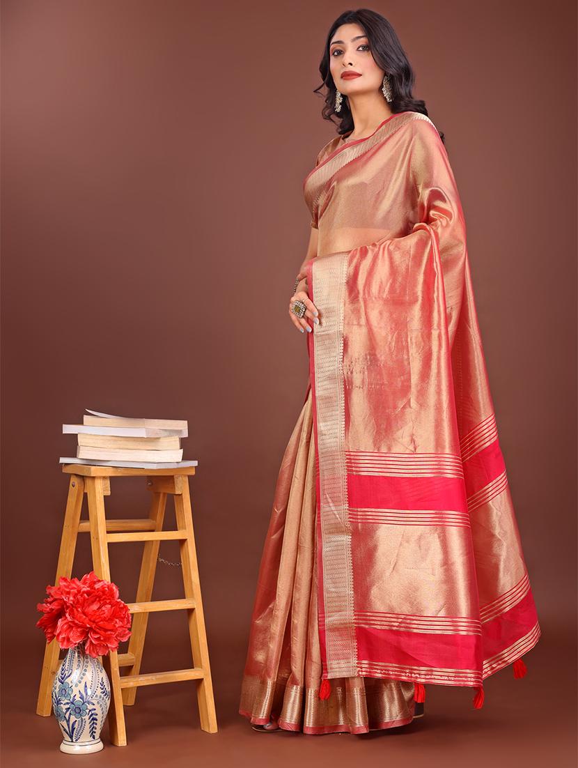 women solid with bordered saree with blouse - 21916532 -  Standard Image - 1