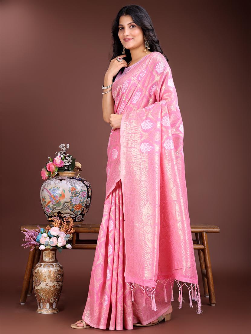 women self design chanderi saree with blouse - 21916586 - Standard Image - 1