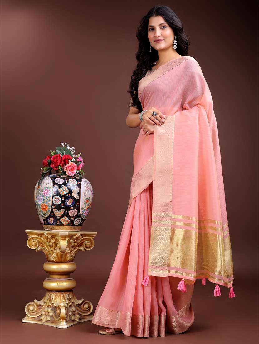 women solid with bordered saree with blouse - 21916593 -  Standard Image - 1