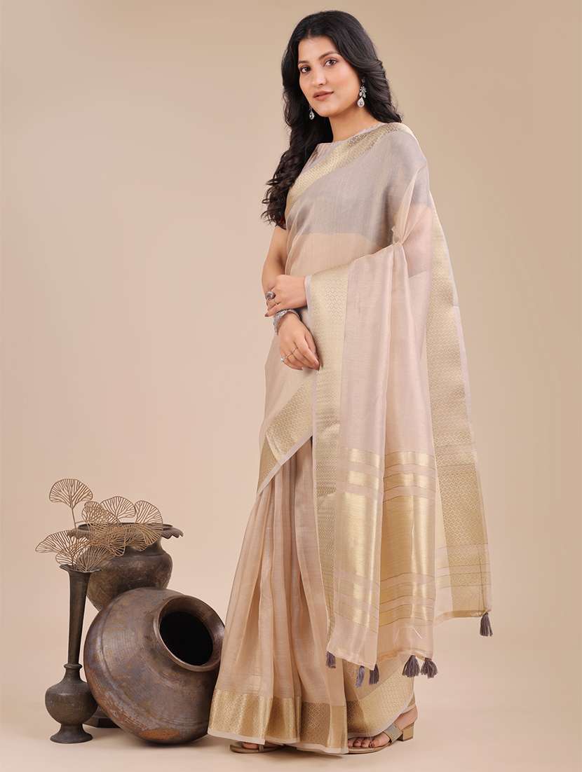 women solid with bordered saree with blouse - 21916594 -  Standard Image - 1