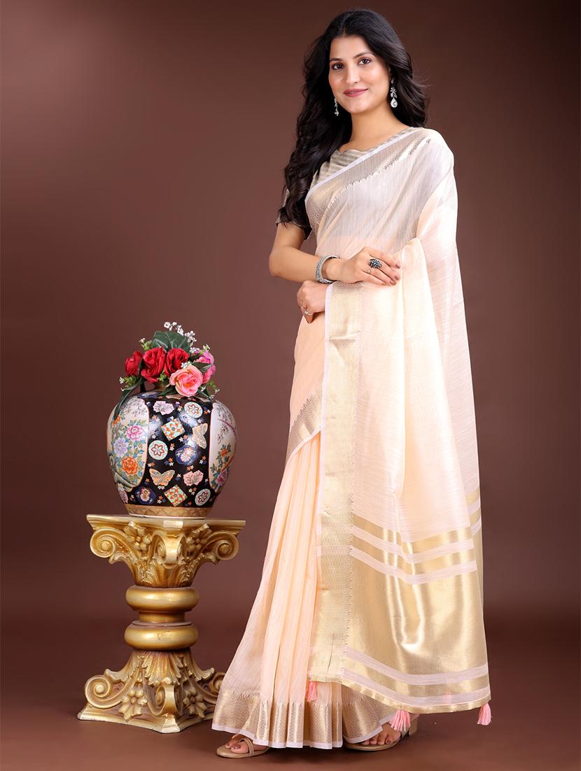 women solid with bordered saree with blouse - 21916622 -  Standard Image - 1