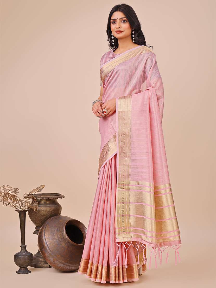 women solid with bordered saree with blouse - 21916636 -  Standard Image - 1