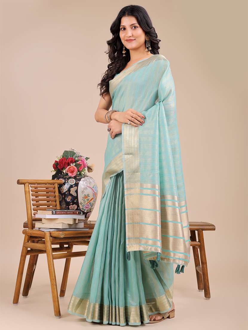 women solid with bordered saree with blouse - 21916640 -  Standard Image - 1