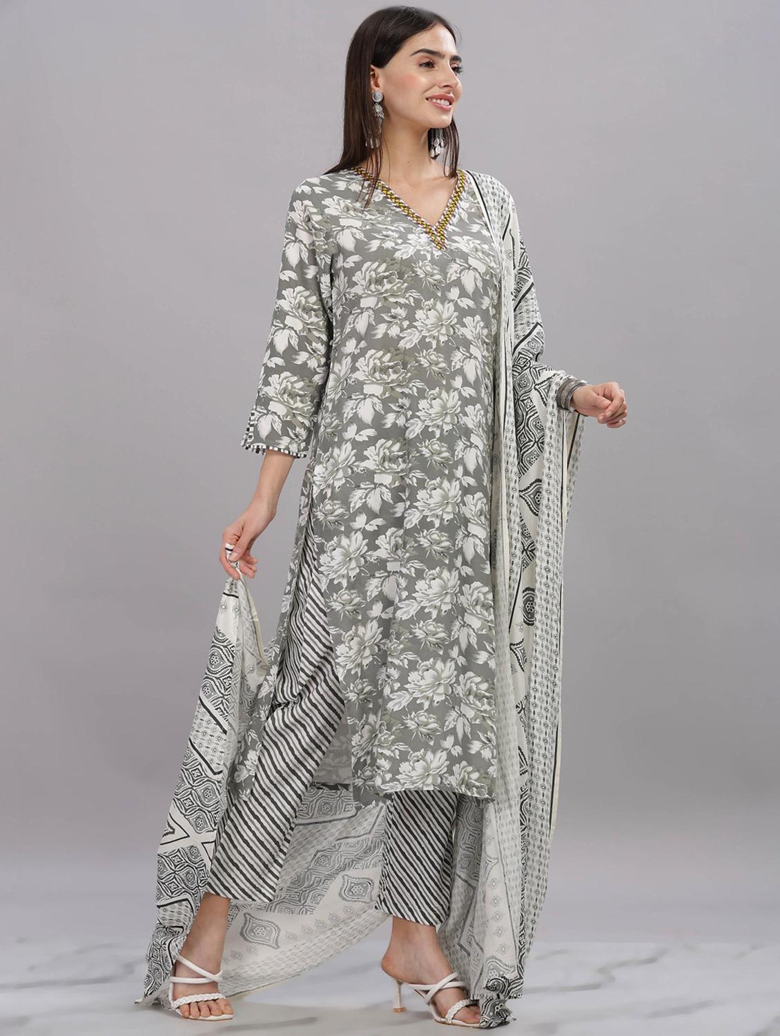 women three quarter sleeve kurta pant with dupatta set - 21916651 - Standard Image - 1