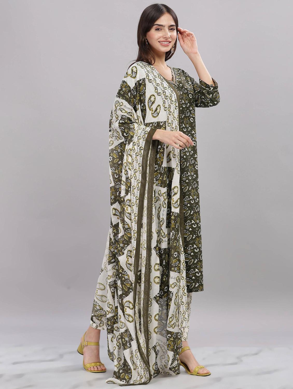 women three quarter sleeve kurta pant with dupatta set - 21916652 -  Standard Image - 1