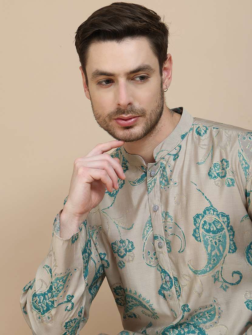 men paisley printed long sleeves long kurta - 21916672 -  Standard Image - 4