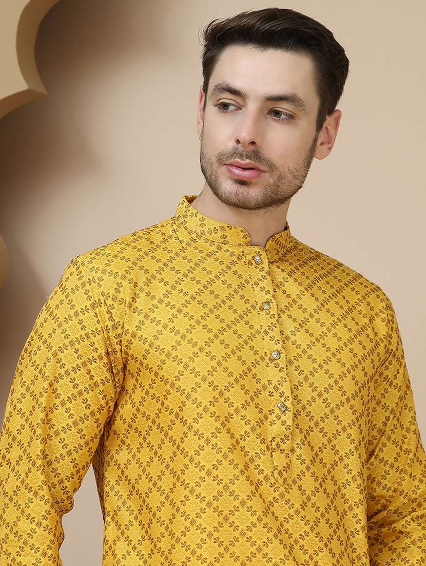 men embroidered mandarin neck long kurta - 21916679 - Standard Image - 4