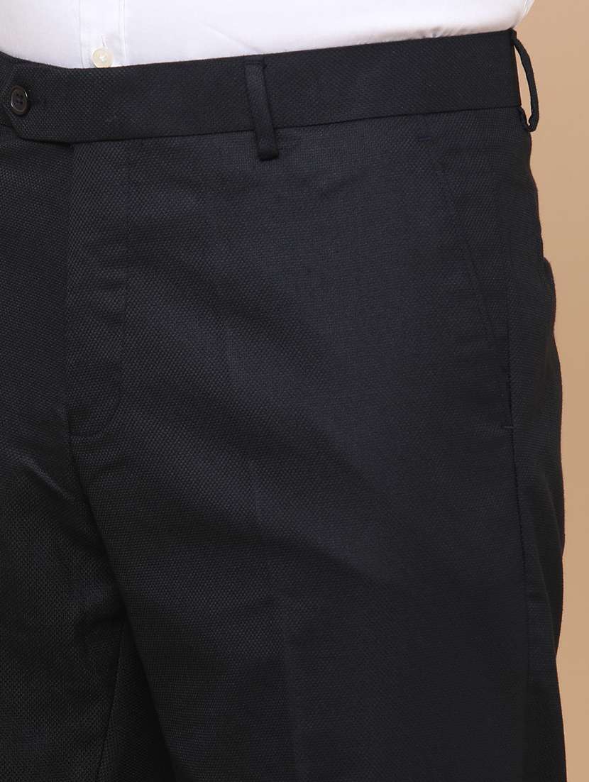 men black cotton flat front trousers formal trouser - 21916814 -  Standard Image - 1