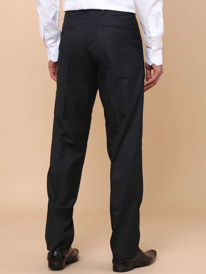 men black cotton flat front trousers formal trouser - 21916814 -  Standard Image - 4