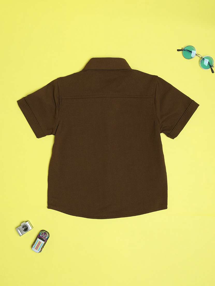 boys brown cotton shirt - 21916855 -  Standard Image - 1
