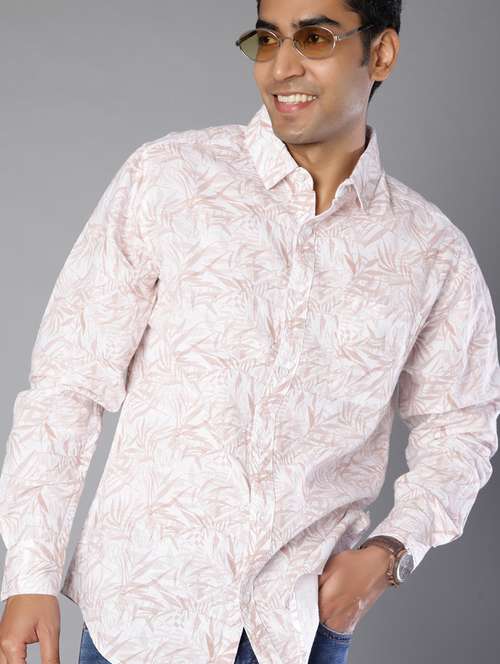 men printed collared long sleeve shirt - 21916860 - Standard Image - 0