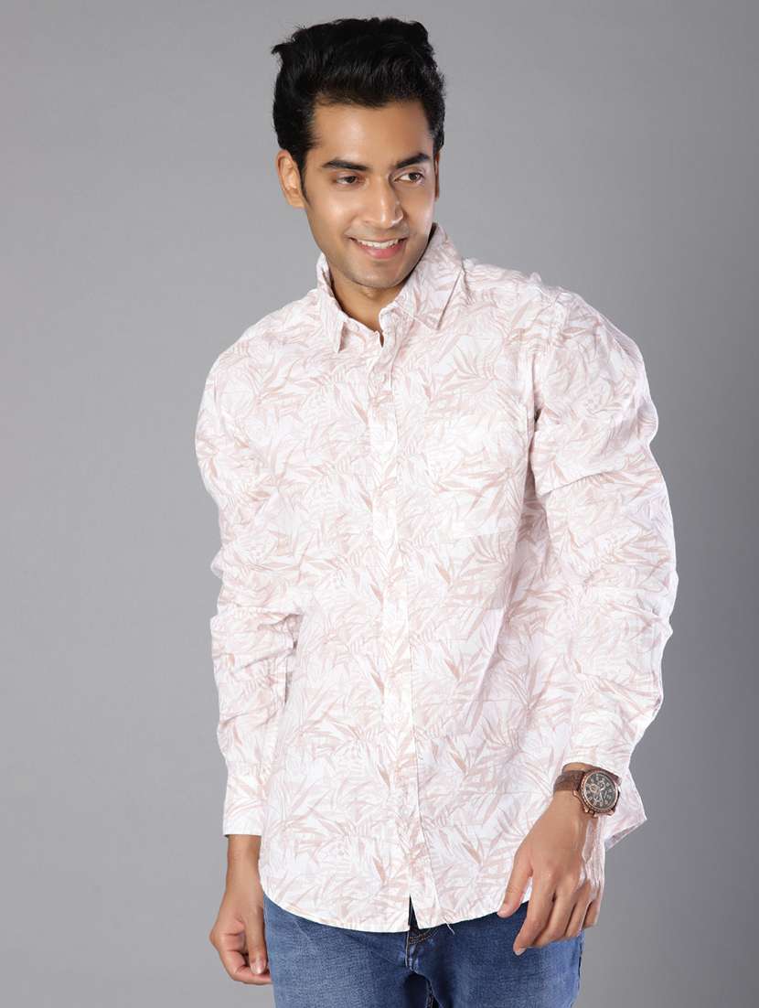 men printed collared long sleeve shirt - 21916860 - Standard Image - 1